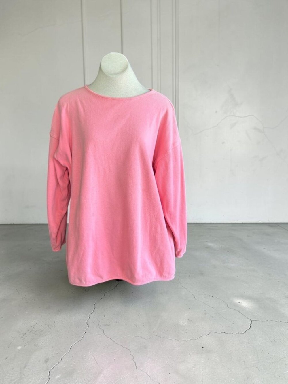 Hot Cotton Pink Tunic Length Top Sweatshirt Casual Size L